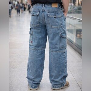 Body Machine (Vtg 90s style) wide leg cargo jeans (sz. 33/32)